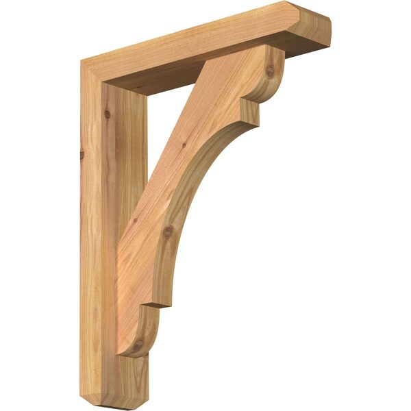 Ekena Millwork Olympic Craftsman Smooth Bracket w/ Offset Brace, Western Red Cedar, 3 1/2"W x 14"D x 18"H BKT0402X14X18OLY04SWR - main